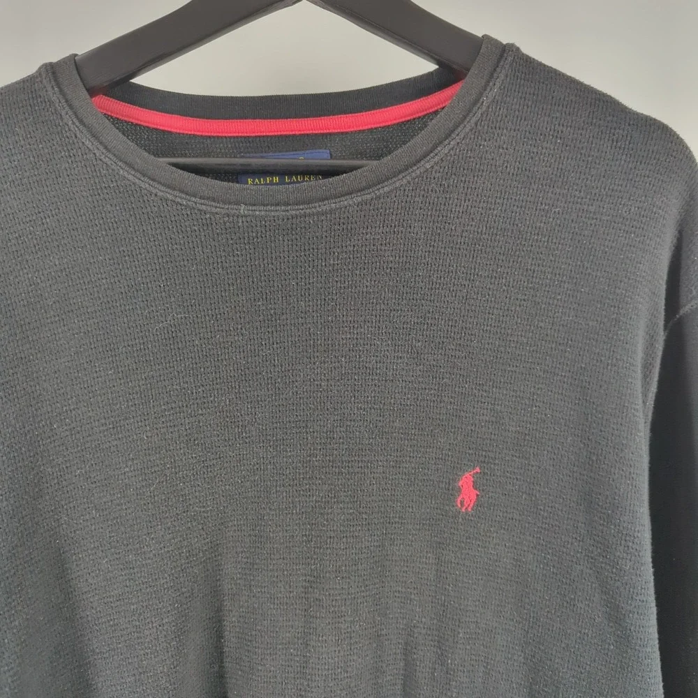 Polo Ralph Lauren Black Knit Thermal Sleepwear Shirt Mens XL Preppy PJ Sleep Top